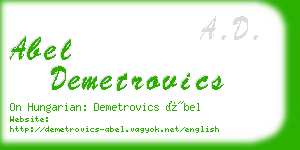 abel demetrovics business card